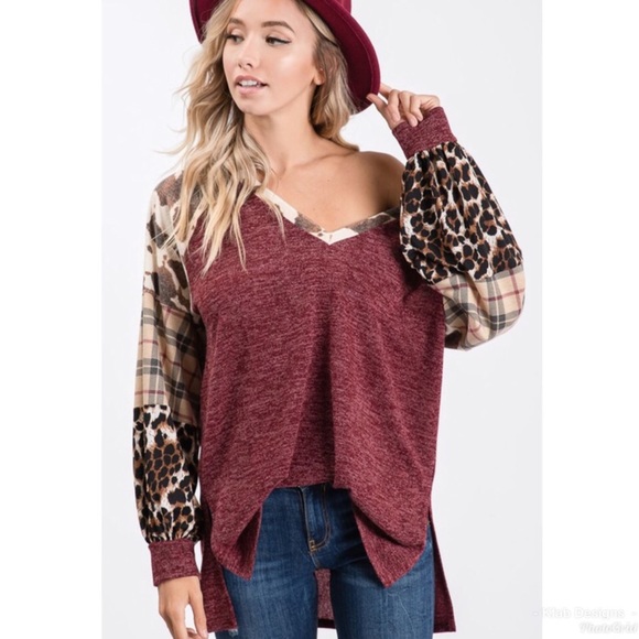 ✨JUST IN✨PATCHWORK SLEEVES SOFT TUNIC TOP - Picture 6 of 8